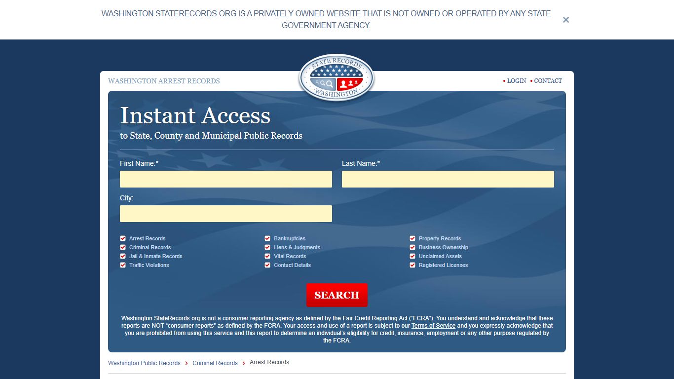 Washington Arrest Records Online | StateRecords.org